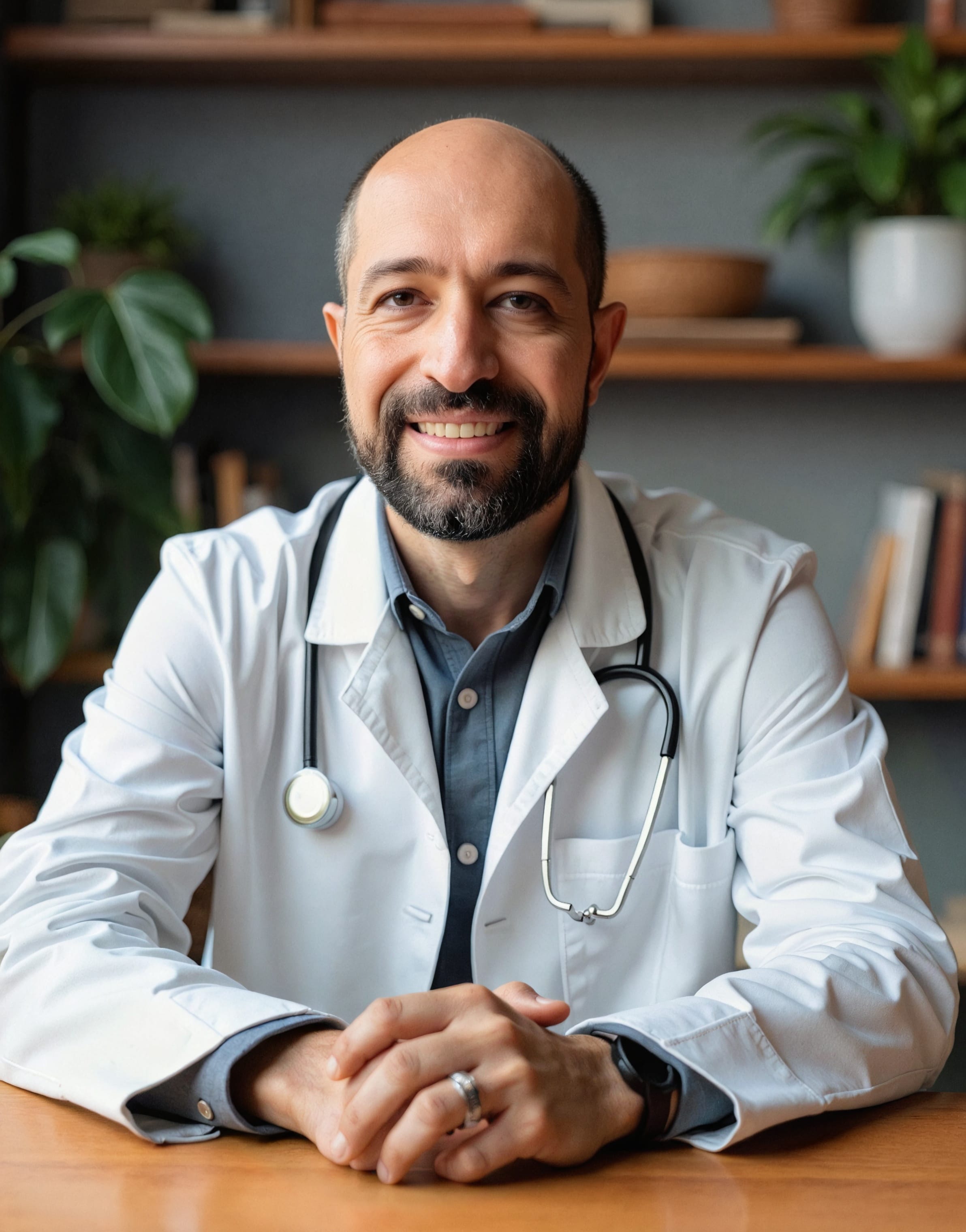 Dr. Sajad Zalzala smiling in a white coat in his office.